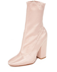 Pink Satin Ankle Boots
