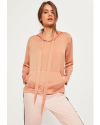 Missguided Pink Satin Hooded Blouse