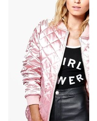 Boohoo Boutique Lily Longline Quilted Satin Bomber