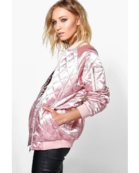 Boohoo Boutique Lily Longline Quilted Satin Bomber