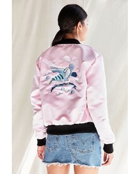 Urban Renewal Recycled Embroidered Satin Bomber Jacket