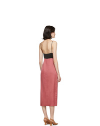 Marina Moscone Pink And Black Heavy Satin Slip Dress
