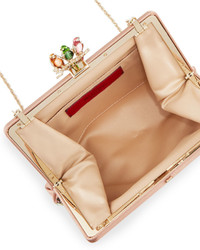 Valentino Parrot Crystal Encrusted Clutch Bag Rose