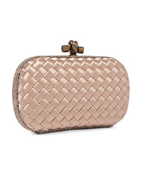 Bottega Veneta The Mini Knot Med Intrecciato Satin Clutch