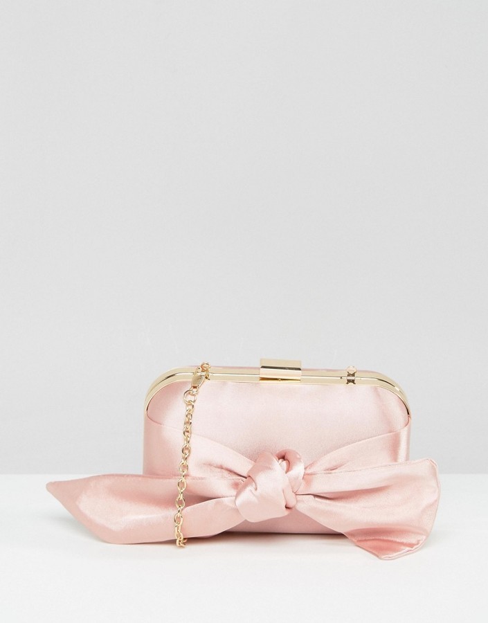 pink satin clutch bag