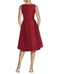 Alfred Sung Satin Highlow Fit Flare Dress