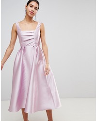 ASOS DESIGN Structured Prom Midi Dress With Square Neck