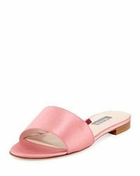 Pink Satin Flat Sandals