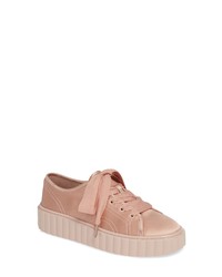 Pink Satin Low Top Sneakers