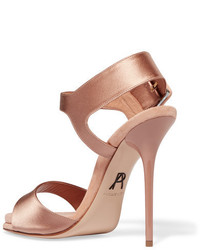 Paul Andrew Kalida Satin And Suede Sandals Antique Rose
