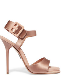 Paul Andrew Kalida Satin And Suede Sandals Antique Rose