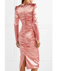Dolce & Gabbana Ruched Satin Midi Dress
