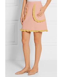 RED Valentino Redvalentino Two Tone Ruffle Trimmed Cady Mini Skirt Baby Pink
