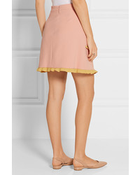 RED Valentino Redvalentino Two Tone Ruffle Trimmed Cady Mini Skirt Baby Pink