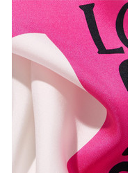 Loewe Anagram Color Block Silk Twill Scarf Pink