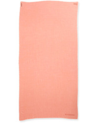 Burberry Logo Embroidered Cashmere Scarf Coral Pink