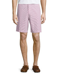 Peter Millar Seersucker Flat Front Shorts Pink Confetti