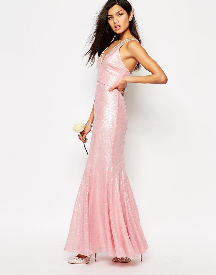 pink sequin maxi dress
