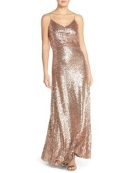Jenny Yoo Jules Sequin Blouson Gown With Detachable Back Cowl