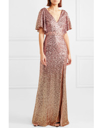 Marchesa Notte Ombr Sequined Satin Embellished Gown