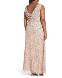 Adrianna Papell Sequin Cowl Back Gown