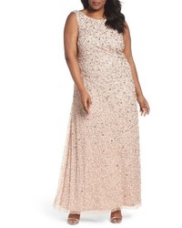 Adrianna Papell Sequin Cowl Back Gown