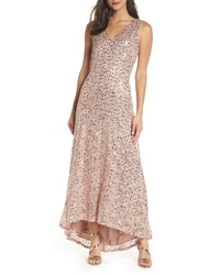 Morgan & Co. Sequin Lace Highlow Gown