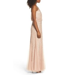 Adrianna Papell Sequin One Shoulder Gown