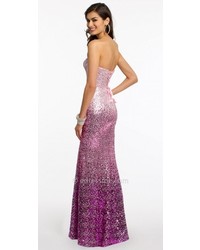 Camille La Vie Strapless Ombre Sequin Prom Dress By
