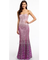 Camille La Vie Strapless Ombre Sequin Prom Dress By