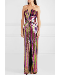 Rasario Strapless Sequined Crepe Gown