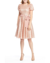 Gal Meets Glam Collection Beatrix Sequin Crush Fit Flare Dress