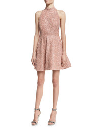 Alice + Olivia Hollie Sequined Fit And Flare Racerback Dress Pink