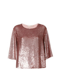 Pink Sequin Long Sleeve Blouse