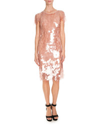 Givenchy Sequined Short Sleeve Cocktail Dress Light Pink