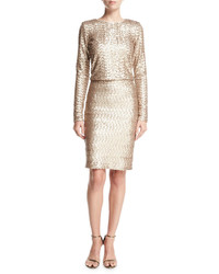 Alice + Olivia Ramos Sequined Fitted Skirt Light Pink