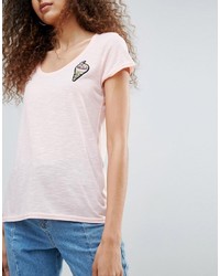 Brave Soul T Shirt With Ice Cream Sequin Badge