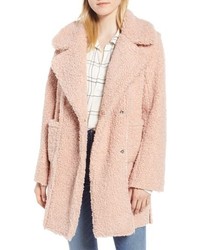 Kenneth Cole New York Notch Collar Curly Faux Shearling Coat