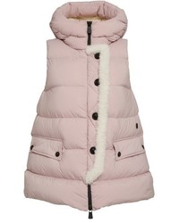 Moncler Comte Water Resistant Down Vest With Genuine Shearling Trim
