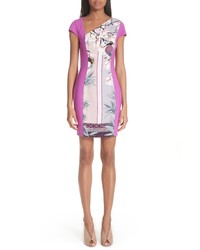 Versace Collection Bicolor Asymmetrical Cady Sheath Dress