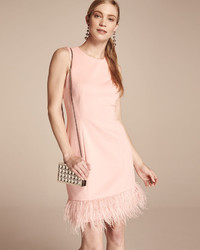 Donna Ricco Feather Hem Sleeveless Sheath Dress Pink