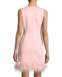 Donna Ricco Feather Hem Sleeveless Sheath Dress Pink