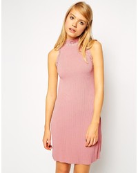 Asos Collection Knitted Shift Dress With Embellished Turtleneck