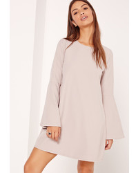 Missguided Flute Sleeve Crepe Shift Dress Nude