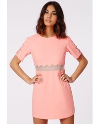 Missguided Verity Crepe Scallop Shift Dress Pastel Pink