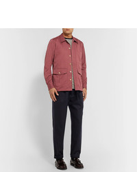 Drake's Cotton And Cashmere Blend Twill Overshirt