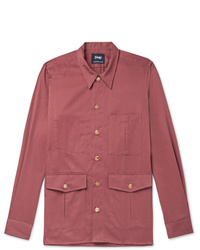 Drake's Cotton And Cashmere Blend Twill Overshirt
