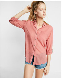 Express One Pocket Cotton Button Up Shirt