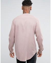 Asos Regular Fit Shirt With Grandad Collar In Dusty Pink