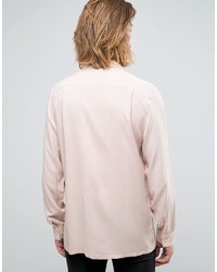 Asos Regular Fit Viscose Shirt With Double Pockets In Dusty Pink